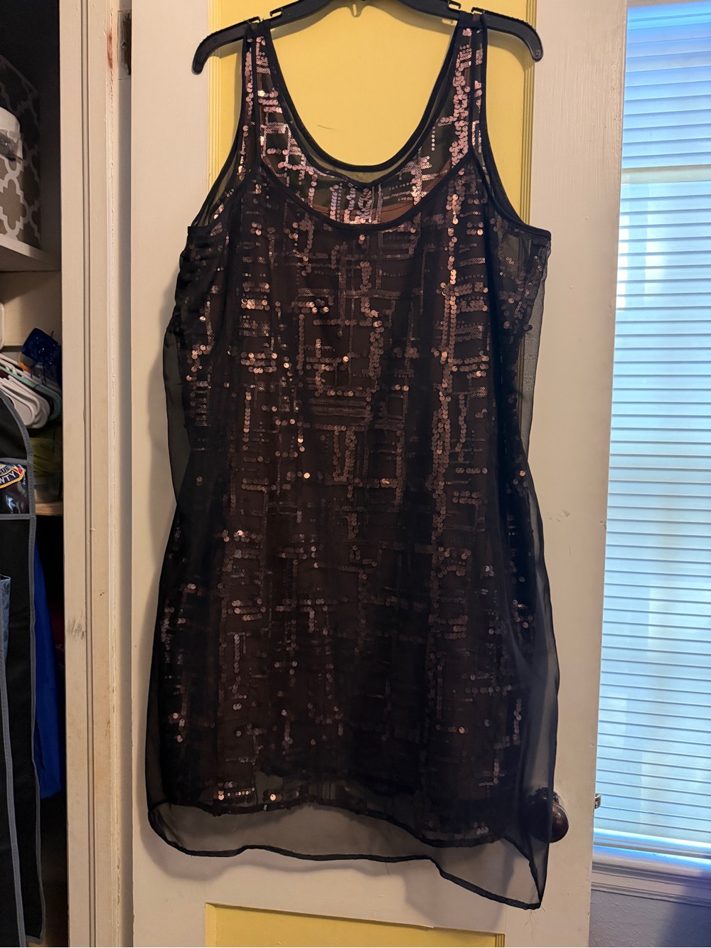 Sleeveless Black Sequin Overlay Mini Dress